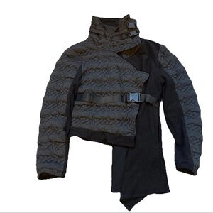 Just Angels Women’s Couture Rare Quilted Asymmetrical Ski Jacket Gray Black L